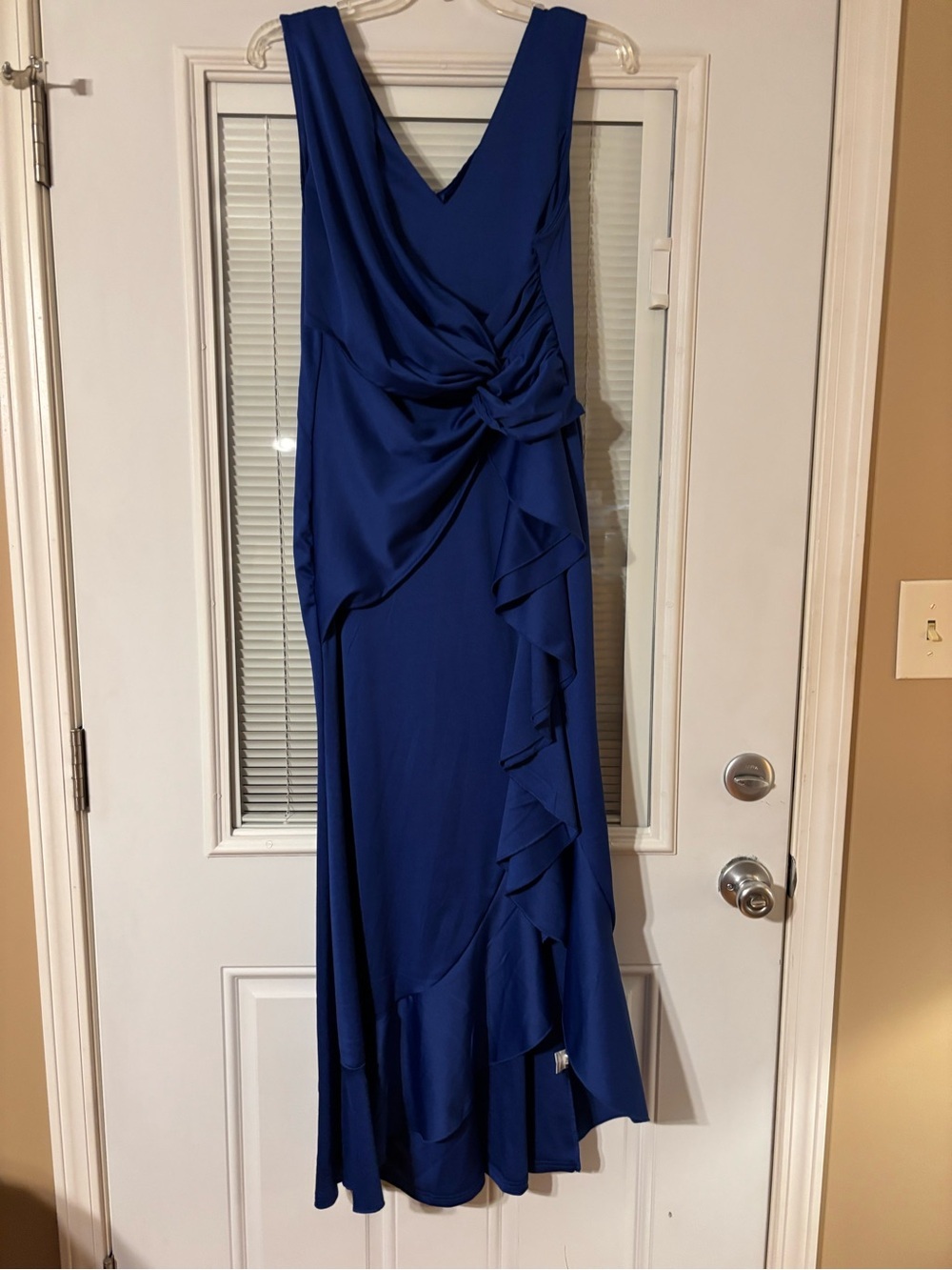 Amazon Royal Blue High-Low Ruffle V-Neck Dress - Picture 12 of 13